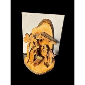 Christmas Nativity Scene Creche Manger  Olive Wood Handmade Jerusalem NEW